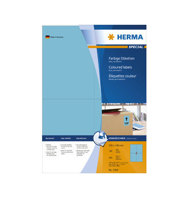 Etiketten Special 4398, blau, 105x148mm, rechteckig