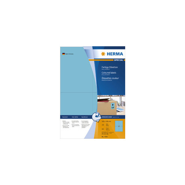 4008705043984 - HERMA Multifunktionsetiketten 4398 Blau Rechteckig 400 Etiketten pro Packung