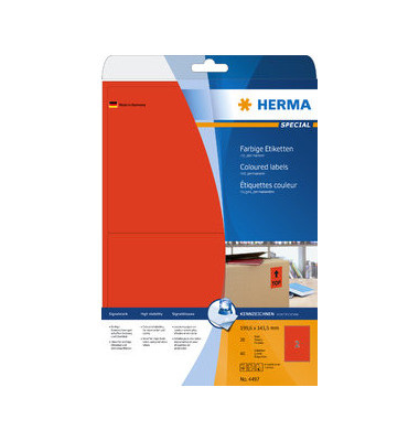 Etiketten Special 4497, rot, 199,6x143,5mm, rechteckig