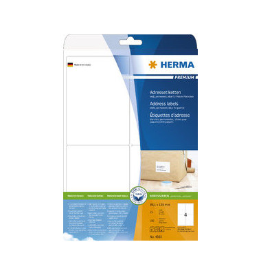 Herma Adressetiketten Premium A4 Weiss 99 1x139mm 100 St