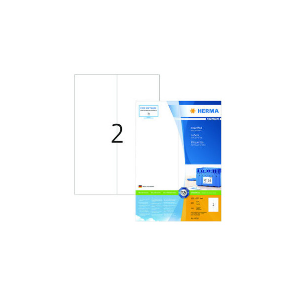 4008705046589 - Premium-Adressetiketten Nr 4658 105 x 297 mm selbstklebend permanenthaftend bedruckbar Papier weiß 200 Stück auf 100 Blatt