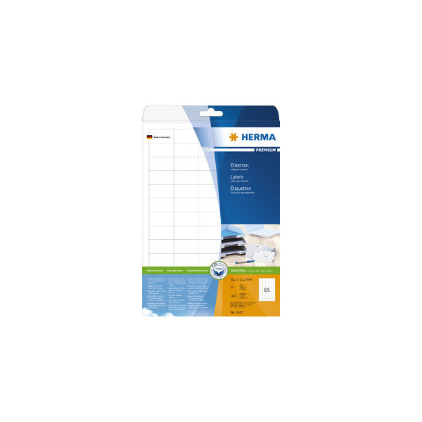 4008705050272 - HERMA Universaletiketten 5027 Weiß DIN A4 381 x 212 mm 25 Blatt à 65 Etiketten