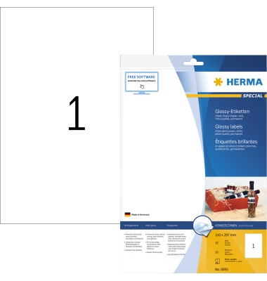 Etiketten Special 8895, weiß 210x297mm, rechteckig, 