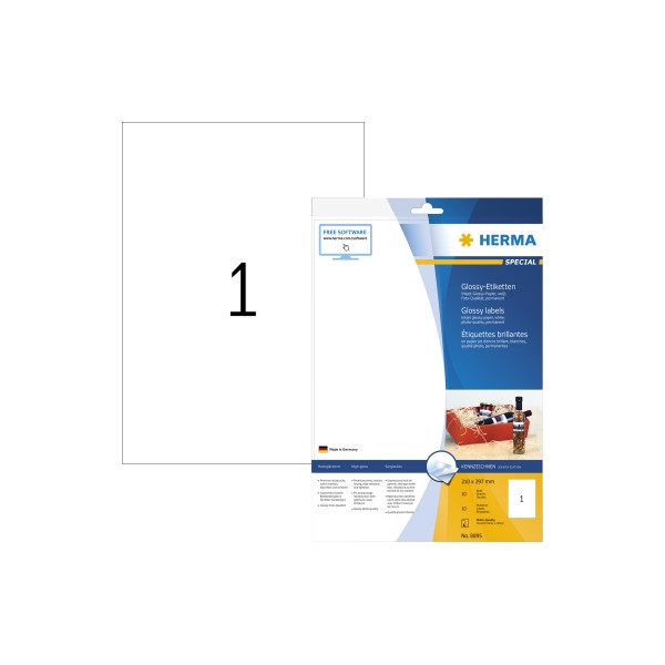 4008705088954 - Etikett 210x297mm weiss glossy A4 10Et 10Bl 1Et Bl Inkjet 4008705088954 10 Stück