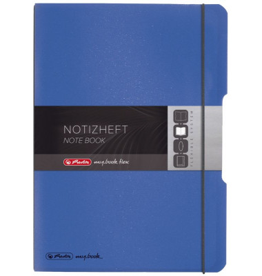 Notizbuch 11361441, my.book flex, blau, A4, liniert+kariert, 80g, 80 Blatt / 160 Seiten
