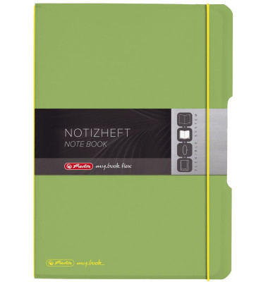 Notizbuch 11361458, Flex, grün, A4, liniert+kariert, 80g, 80 Blatt / 160 Seiten