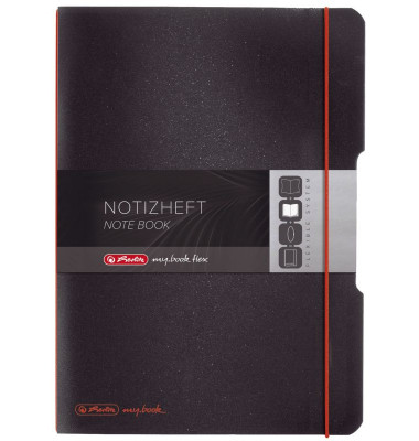 Notizbuch 11361508, Flex, schwarz, A4, liniert+kariert, 80g, 80 Blatt / 160 Seiten