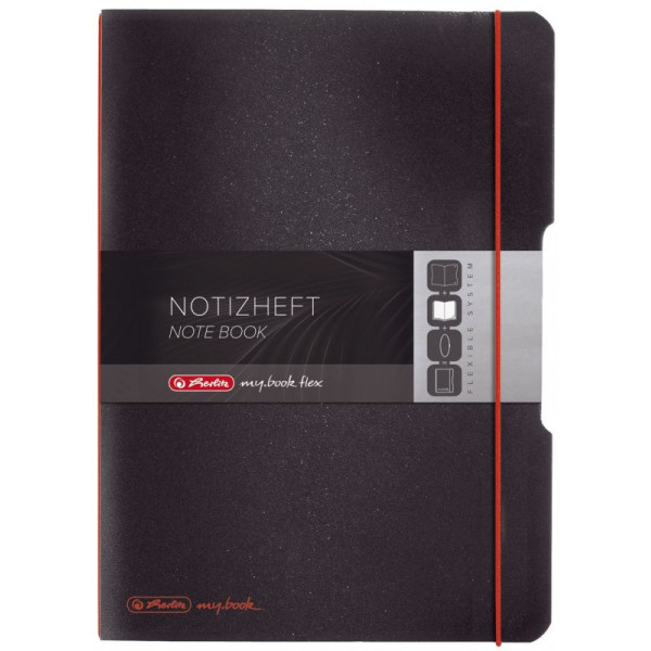 4008110493343 - Notizbuch mybook flex 11361508 schwarz A4 liniert & kariert 80g 2x 40 Blatt 160 Seiten mit Gummiband 4008110493343 Herlitz
