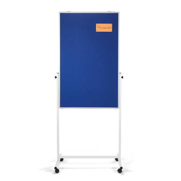 4013695024905 -  Moderationstafel 11112103 75x120cm Filz + Whiteboard (beidseitig) pinnbar beschreibbar magnetisch mit Rollen blau + weiß