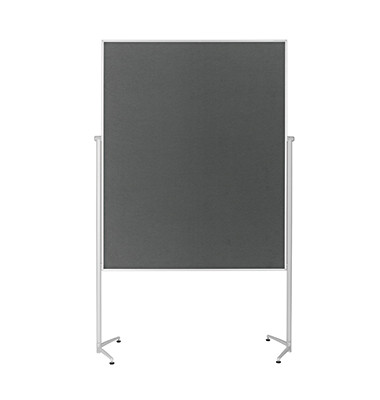 Moderationstafel 1151101, 120x150cm, Filz + Filz (beidseitig), pinnbar, mit Rollen, grau + grau