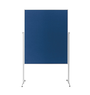 Moderationstafel 1151103, 120x150cm, Filz + Filz (beidseitig), pinnbar, mit Rollen, blau + blau
