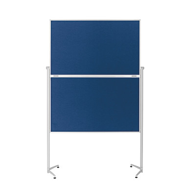Moderationstafel 1151303, 120x150cm, Filz + Filz (beidseitig), pinnbar, klappbar, mit Rollen, blau + blau