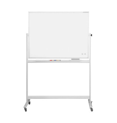 Whiteboard CC Mobil 120 x 90cm emailliert Aluminiumrahmen drehbar beidseitig
