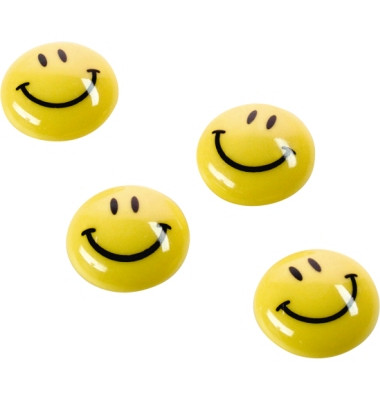 Haftmagnet Smiley, 16672, Rund, 30mm &Oslash;, gelb-schwarz, 50g