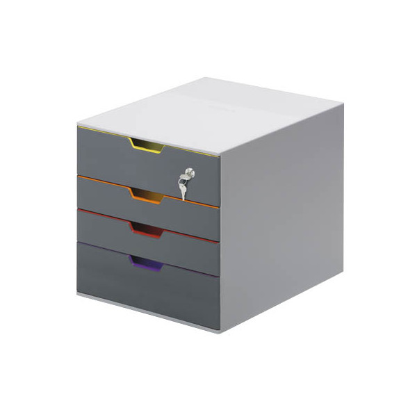 4005546702414 - 760627 Schubladenbox abschließbar (Varicolor 4 Safe) 4 Fächer mit Etiketten zur Beschriftung mehrfarbig - Durable