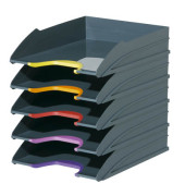 Briefablage Varicolor Tray-Set 7705-57 A4 / C4 grau Kunststoff stapelbar farbige Greifzonen