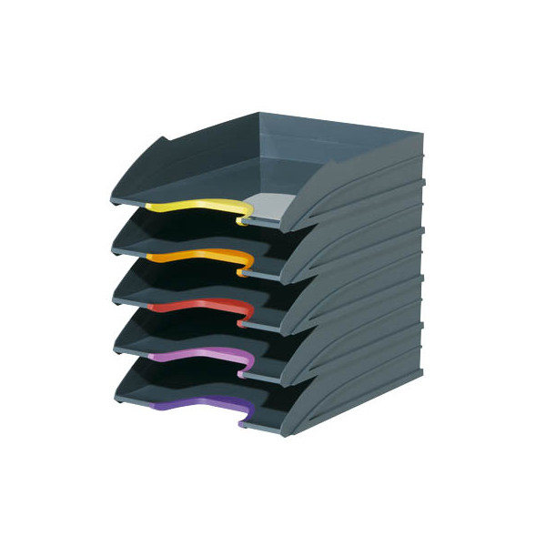 4005546701950 - Briefablage Varicolor Tray-Set 7705-57 A4   C4 grau Kunststoff stapelbar farbige Greifzonen 4005546701950 770557 5 Stück