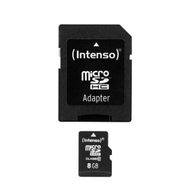 Speicherkarte microSDHC-Card Class 10 3413460, Micro-SDHC, mit SD-Adapter, Class 10, bis 25 MB/s, 8 GB