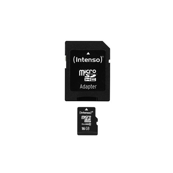 4034303016136 - Speicherkarte microSDHC-Card Class 10 3413470 Micro-SDHC mit SD-Adapter Class 10 bis 25 MB s 16 GB 4034303016136 INTENSO