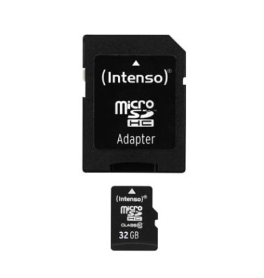 Speicherkarte microSDHC-Card Class 10 3413480, Micro-SDHC, mit SD-Adapter, Class 10, bis 25 MB/s, 32 GB
