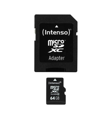 Speicherkarte 3413490, Micro-SDHC, mit SD-Adapter, Class 10, bis 25 MB/s, 64 GB