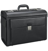 Pilotenkoffer mit Vordertasche Lederimitat, schwarz VICENZA