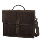 Businesstasche LUCKY, braun, Leder mit Schnallenverschluss