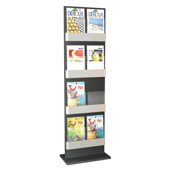 4044917426443 - Prospektständer First silber DIN A4 DIN A5 DIN lang 8 Fächer 540 x 300 x 1750 cm 1 St