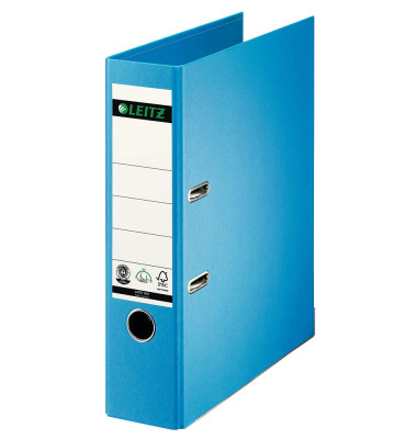 Ordner 1007 1007-00-30, A4 80mm breit Karton vollfarbig hellblau