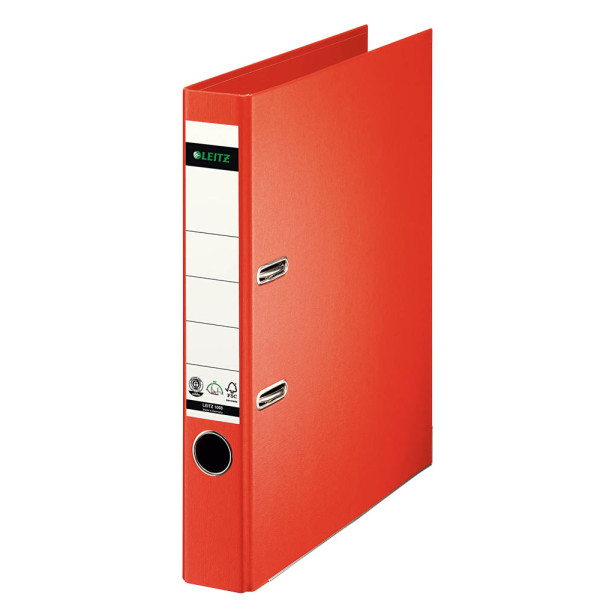 10 Stück Leitz Ordner 1008 1008-00-20, A4 52mm schmal Karton vollfarbig hellrot 4002432102891 Leitz