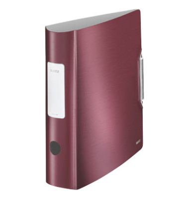 Ordner Active Style 1108-00-28, A4 82mm breit Kunststoff vollfarbig, Alu-Optik granatrot