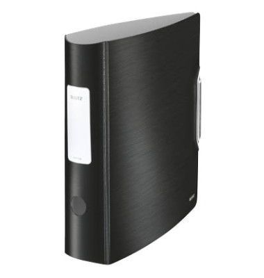 Ordner Active Style 1108-00-94, A4 82mm breit Kunststoff vollfarbig, Alu-Optik satinschwarz