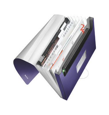 F&auml;chermappe Style 3957-00-69 A4 mit 6 F&auml;chern 6-teilig blanko Kunststoff titanblau