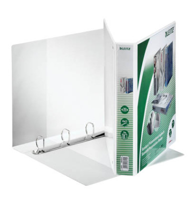 Präsentationsringbuch Standard 4285-00-01, A4+ 4 Ringe 30mm Ring-Ø Pappe/PP-Folie, 3 Außentaschen, 2 Innentaschen, weiß