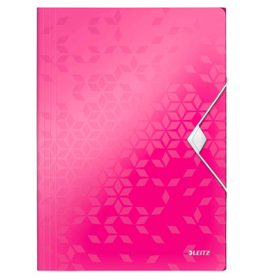 Eckspannmappe WOW 45990023, A4 pink metallic Polypropylen (PP) 250g, mit 3 Einschlagklappen