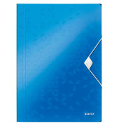 Eckspannmappe WOW 45990036, A4 blau metallic PP 80g, mit 3 Einschlagklappen