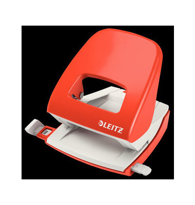 B&uuml;rolocher New NeXXT WOW 5008-00-20, hellrot, bis 3mm 30 Blatt, mit Anschlagschiene