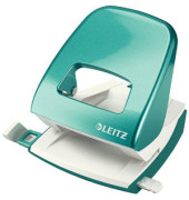 Bürolocher New NeXXT WOW 5008-20-51, eisblau-metallic, bis 3mm 30 Blatt, mit Anschlagschiene