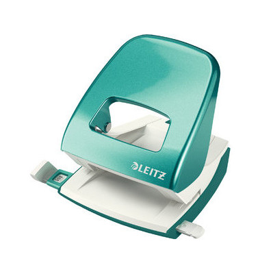 B&uuml;rolocher New NeXXT WOW 5008-20-51, eisblau-metallic, bis 3mm 30 Blatt, mit Anschlagschiene