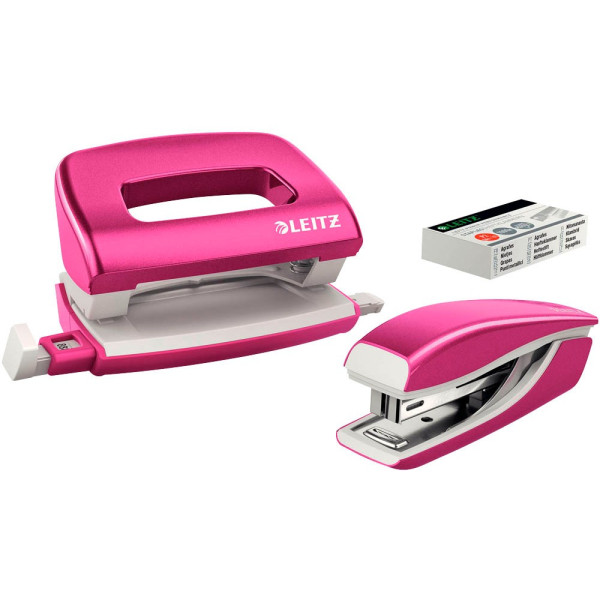 4002432100798 - Locher-Heftgerät-Set NeXXt WOW Mini 5561-20-23 pink-metallic 1 mm 10 Blatt 4002432100798 Leitz
