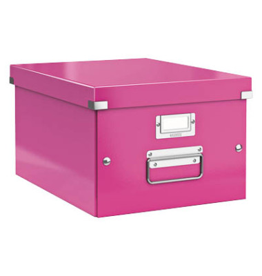 Aufbewahrungsbox Click & Store WOW 6044-00-23, 36 Liter mit Deckel, für A4, außen 369x281x200mm, Karton pink