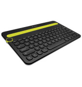 Multi-Device-Tastatur K480 920006350, kabellos (Bluetooth), für mehrere Geräte, klein, Sondertasten, Drehknopf, schwarz