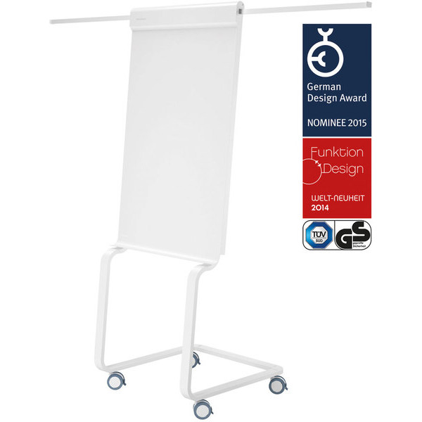 Magnetoplan Flipchart evolution plus, 1227050, 68x97cm (BxH), weiß, mit Rollen, mit 2 Seitenarmen 4013695051338 Magnetoplan