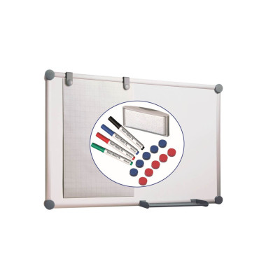 Whiteboard 2000 MAULpro Komplett-Set, 6309284, 90x60cm, kunststoffbeschichtet, Aluminium
