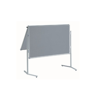 Moderationstafel Pro 638 13 82, 120x150cm, Textil + Textil (beidseitig), pinnbar, klappbar, mit Rollen, grau + grau