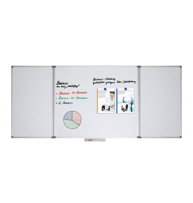 Klapp-Whiteboard MAULstandard, 6458284, geschlossen: 100x150cm / geöffnet: 100x300cm, kunststoffbeschichtet, Aluminium