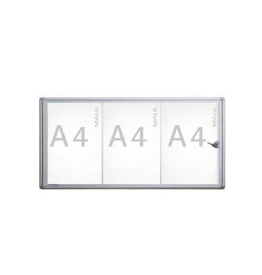 Schaukasten extraslim 3 x A4 extraflach Metallrückwand weiß, silber magnetisch