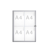 Schaukasten extraslim 4 x A4 extraflach Metallrückwand weiß, silber magnetisch