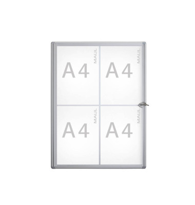 Schaukasten extraslim 4 x A4 extraflach Metallrückwand weiß, silber magnetisch