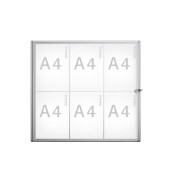 Schaukasten extraslim 6 x A4 extraflach Metallrückwand weiß, silber magnetisch